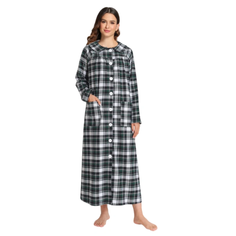 floor length women's robe with buttons