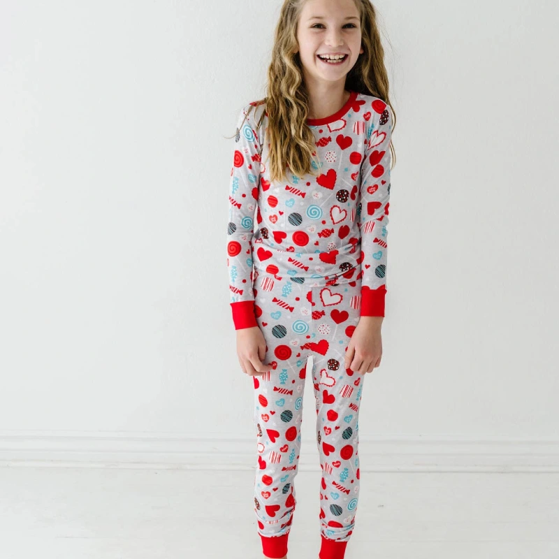girls valentines pajamas