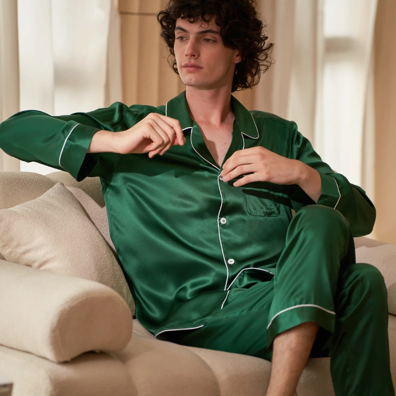 green satin pajamas