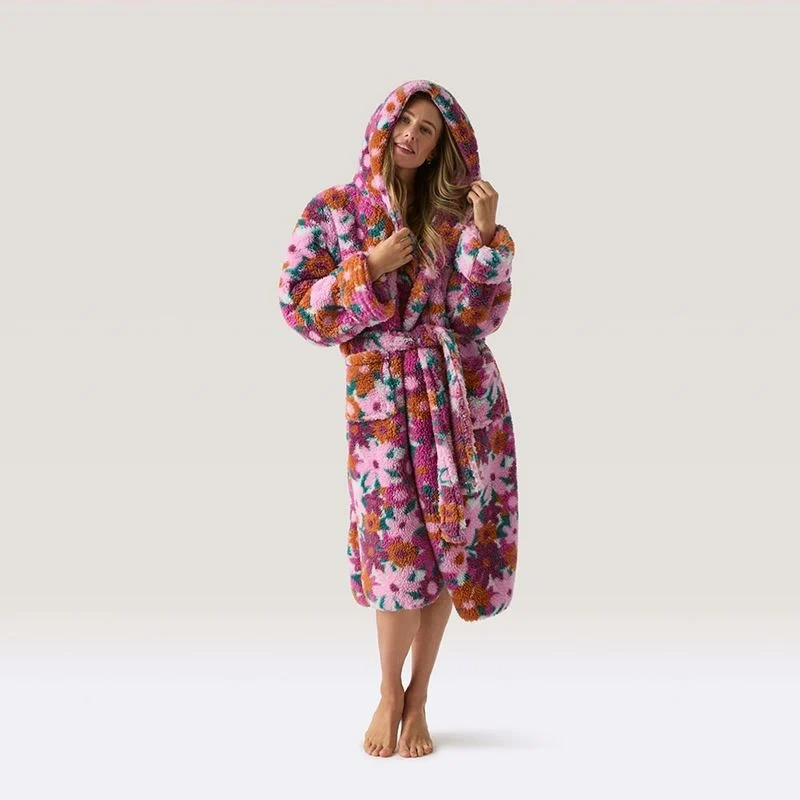 hooded floral robes for women