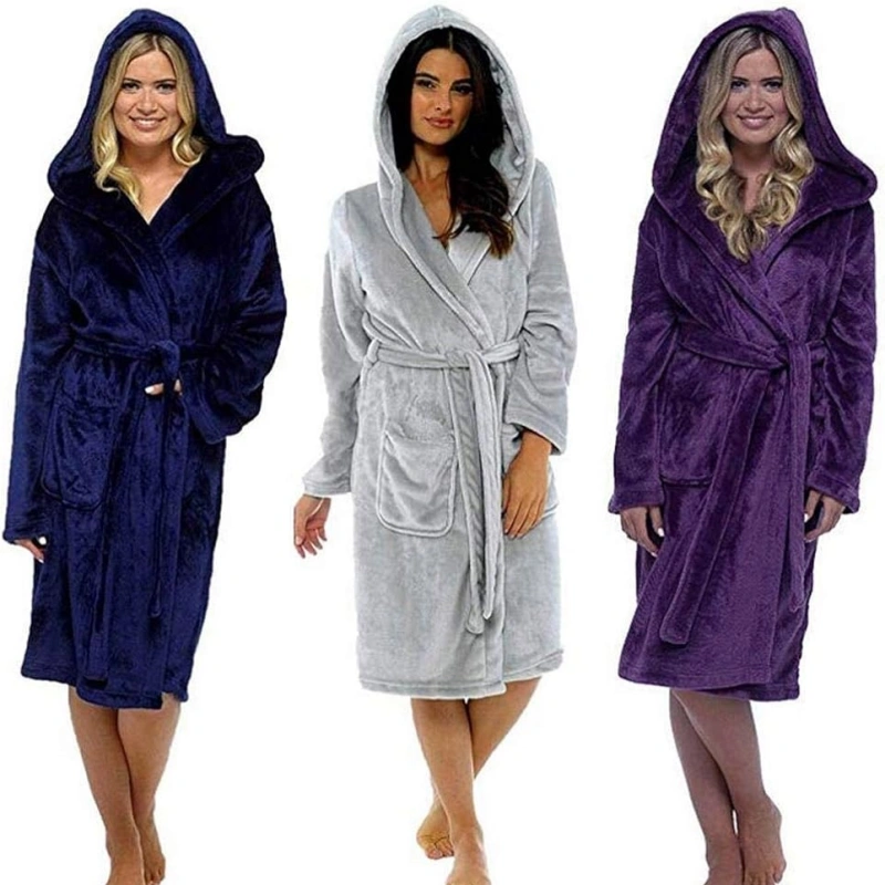 hooded velvet robe for women