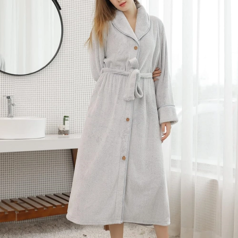 long sleeve womens button up robes