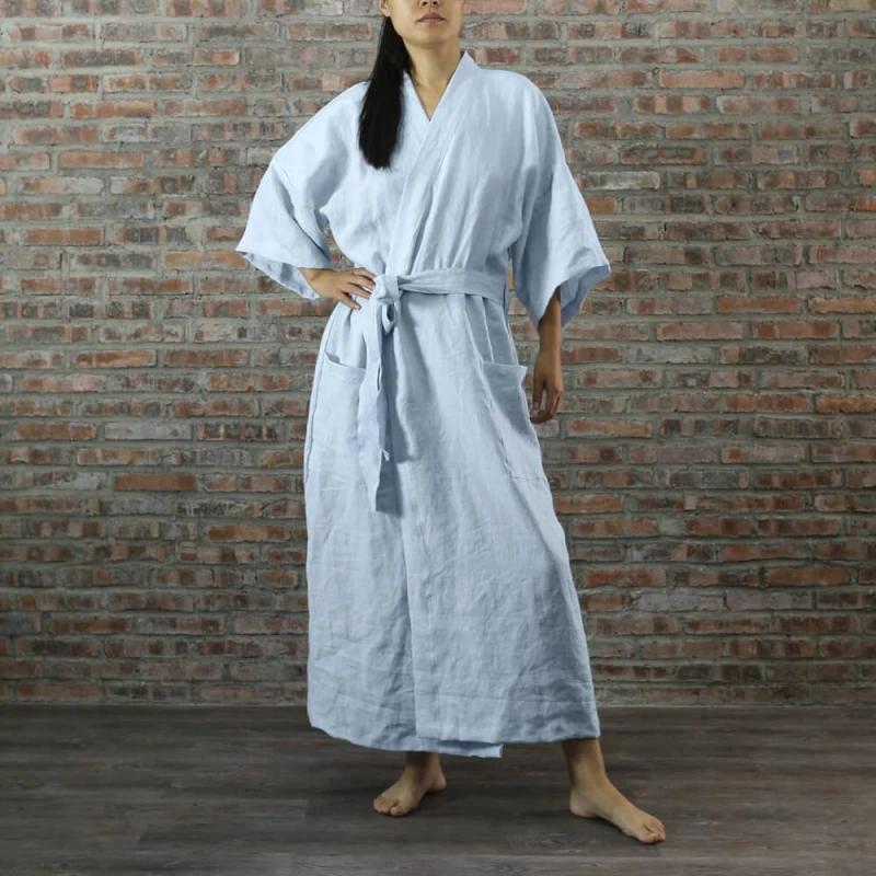 long women's linen robe