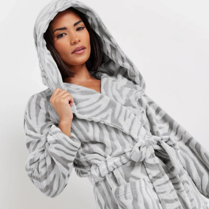 petite hooded robe for women