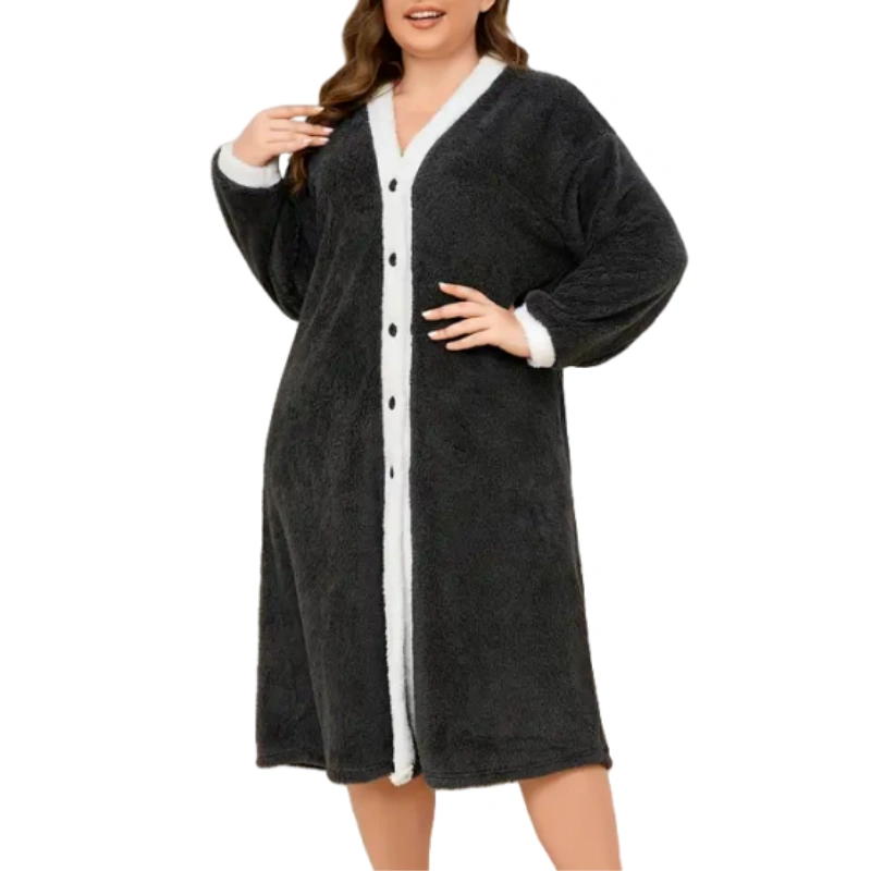 plus size button up robes for women