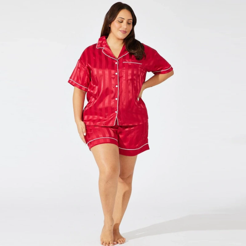 plus size red satin pajamas