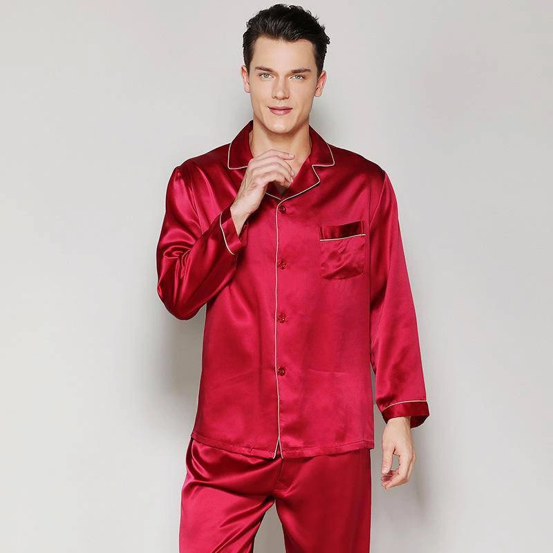 red satin pajamas mens