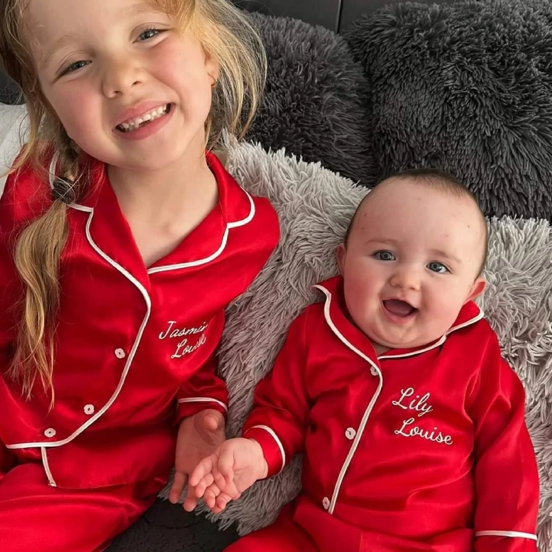 red satin pajamas