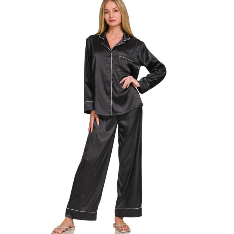 satin long sleeve pajama set
