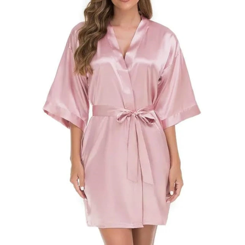 satin women's short sleeve robe