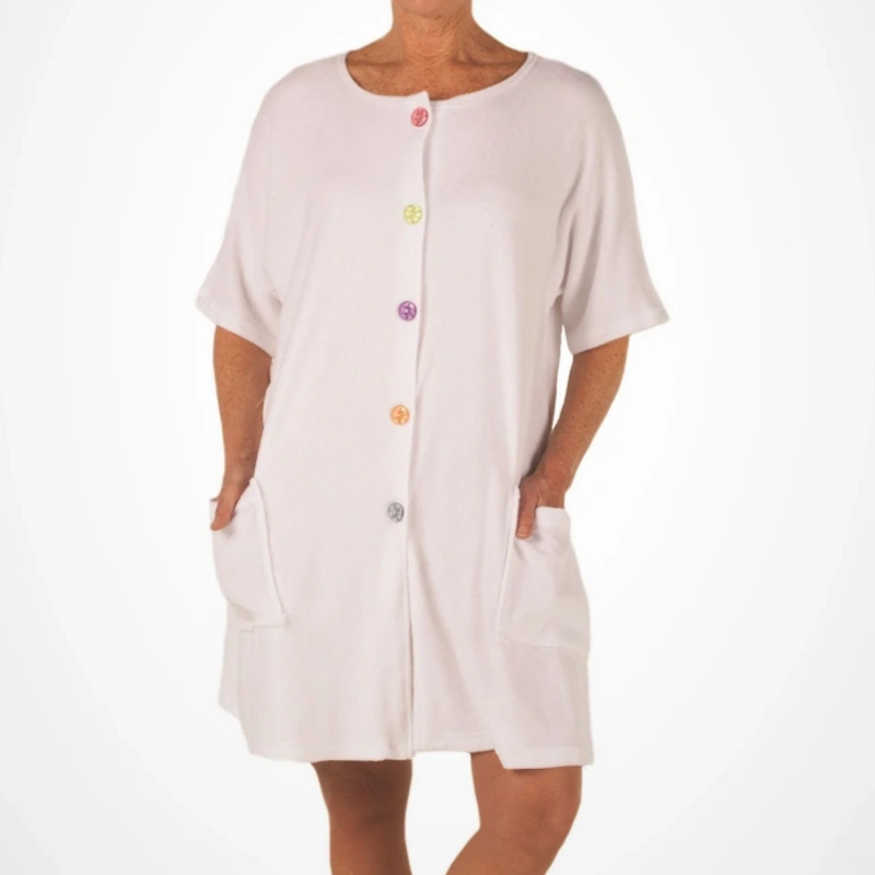 terry cloth button up robes for women