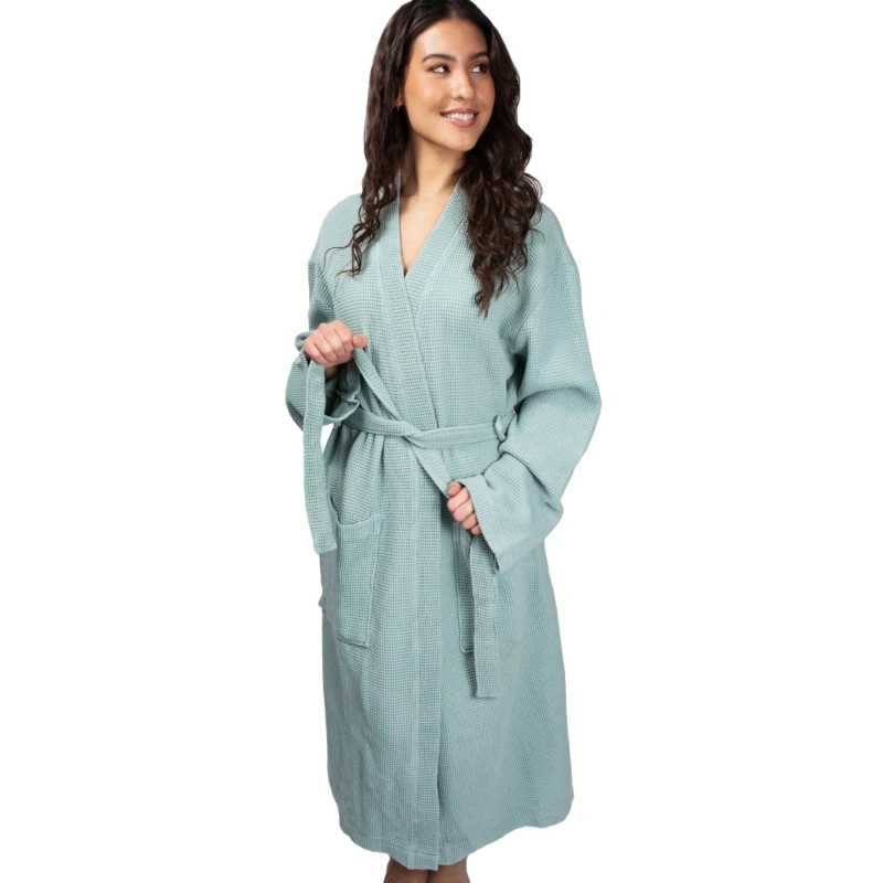 waffle bamboo robe for women
