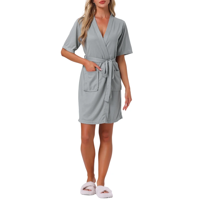 waffle short sleeve robes for women