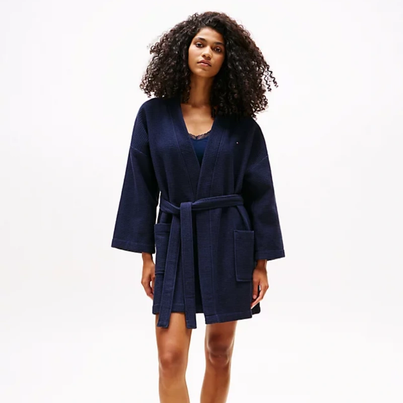 waffle women's blue robe