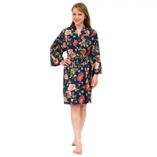 womens cotton floral robe