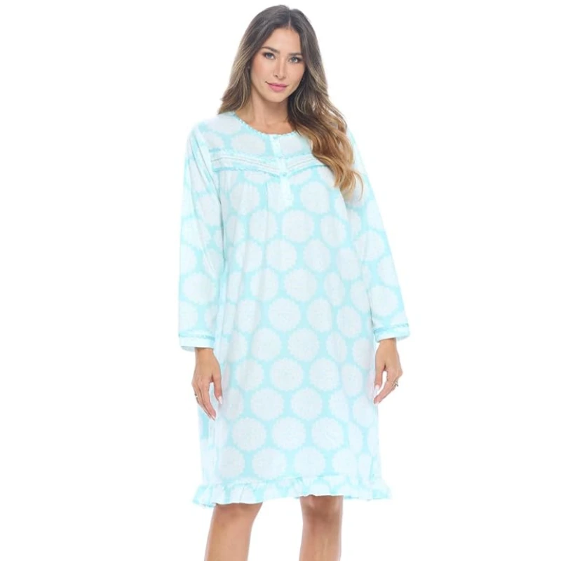 women's fleece long sleeve nightgowns