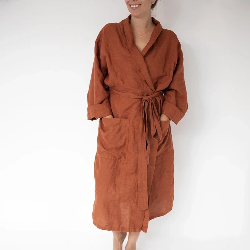 women's linen robe