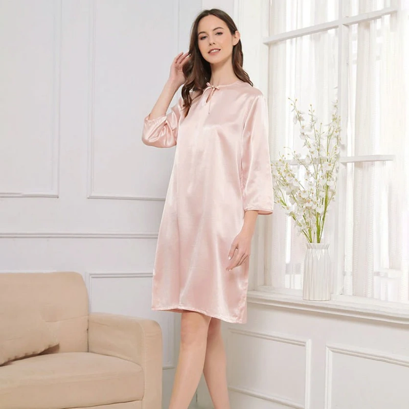 women's long sleeve silk nightgowns