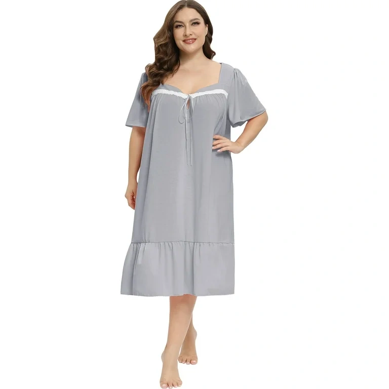 women's plus size cotton knit nightgowns
