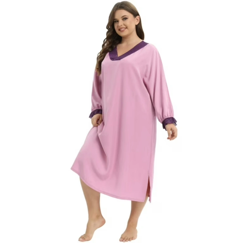 women's plus size long sleeve nightgowns