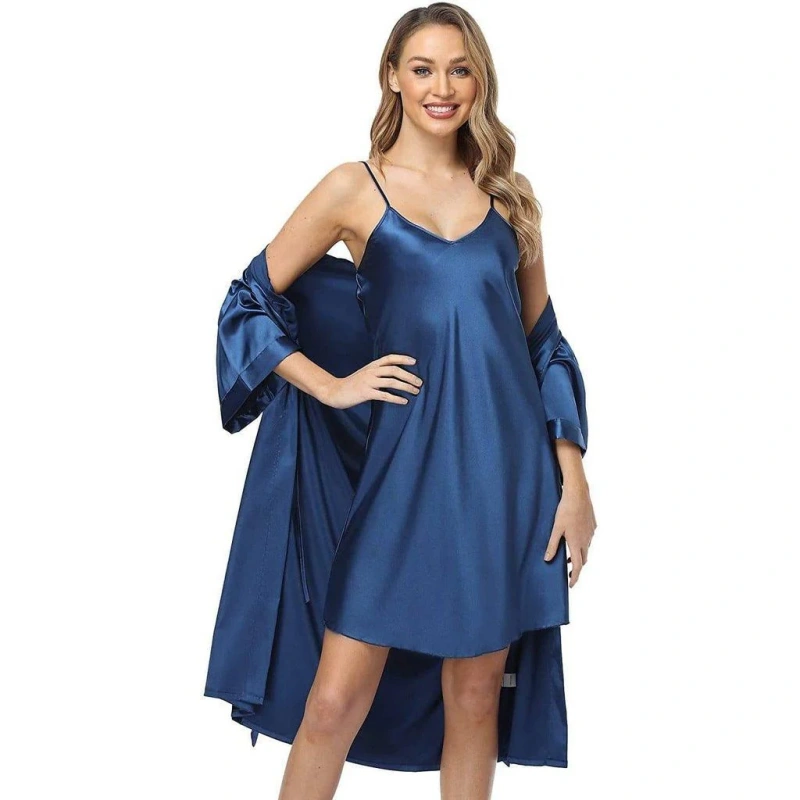 women's silk nightgown and robe set