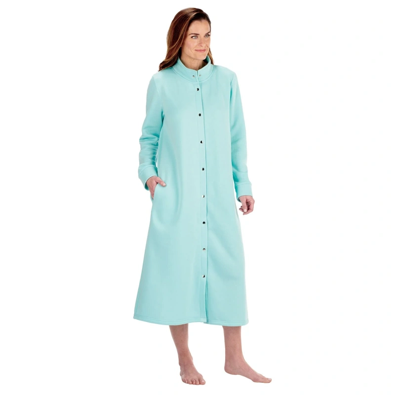 women's snap front fleece robe