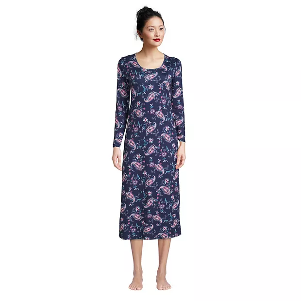 women's supima cotton long sleeve midcalf nightgown