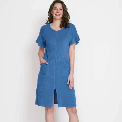 women's terry cloth robe with zipper