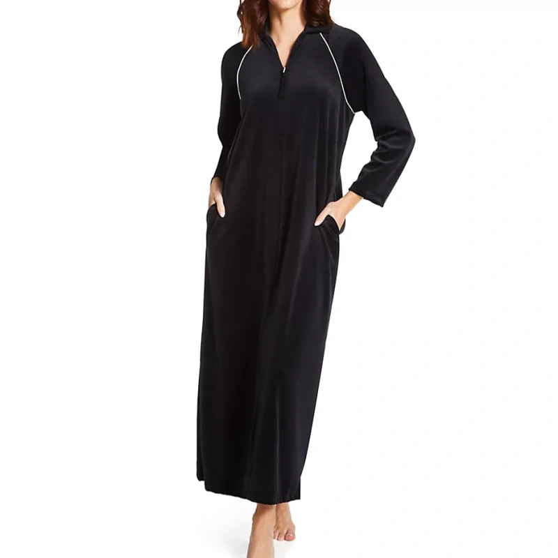 women's velour zip front robes