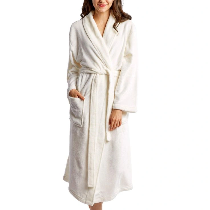 womens white plush robe