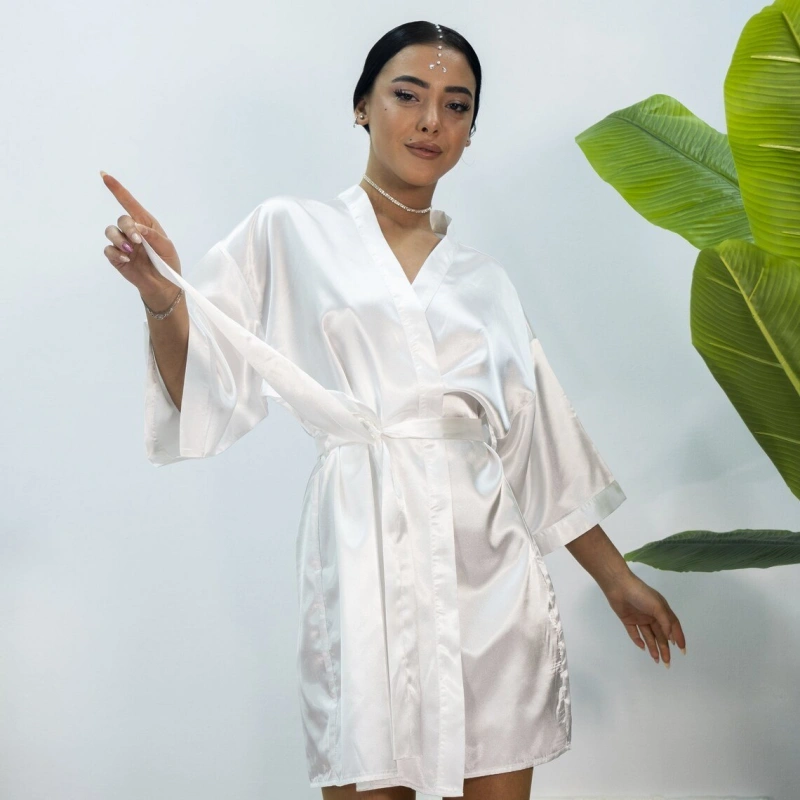 womens white satin robe