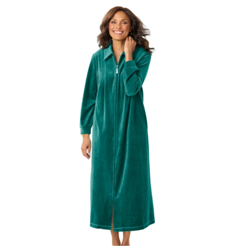 zip up womens velvet robes