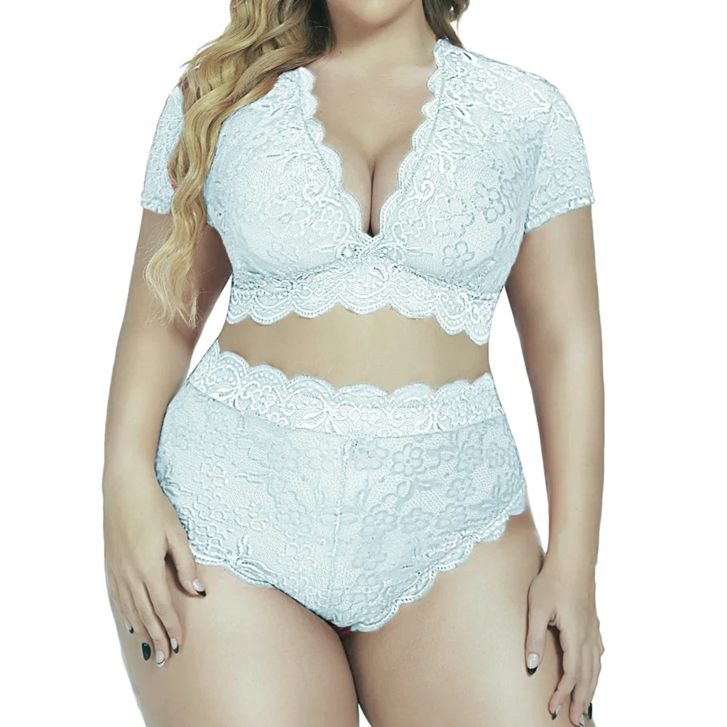 Plus Size White Lace Underwear