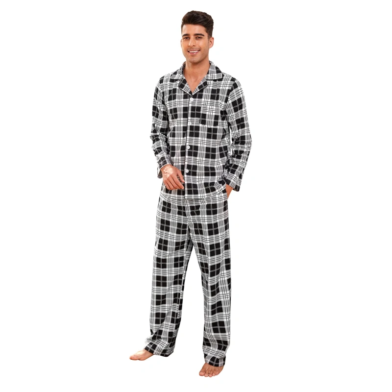 black and white plaid men's pajamas