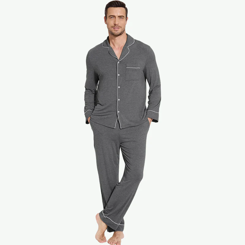 button up bamboo pajamas for men