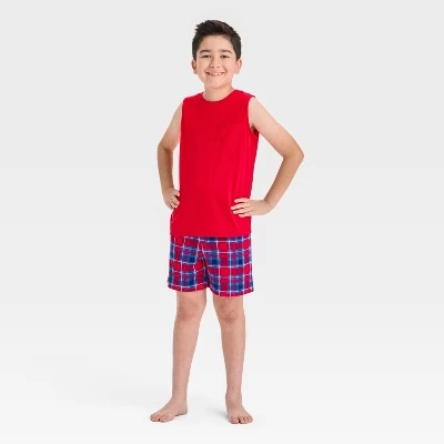 flannel boy pajama shorts