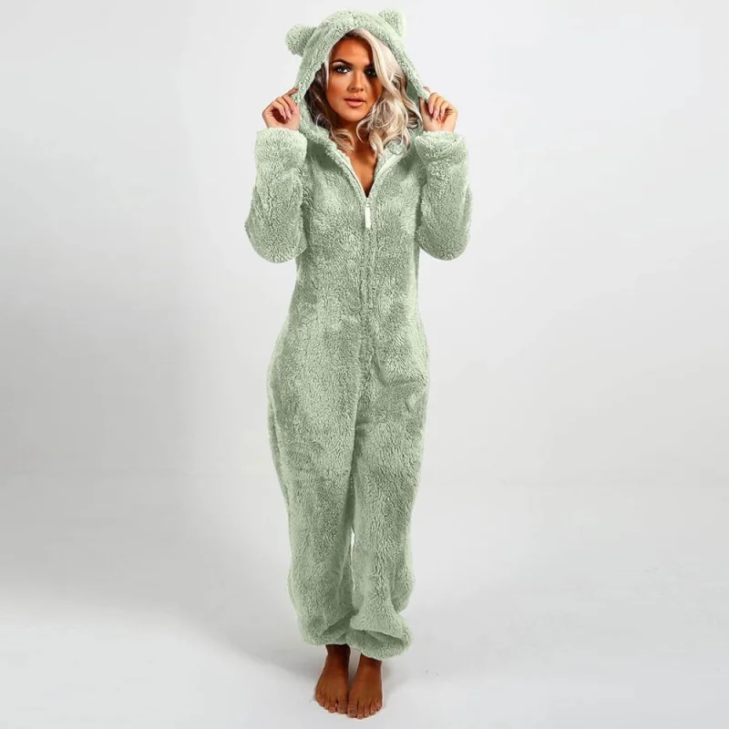 fleece hooded pajamas