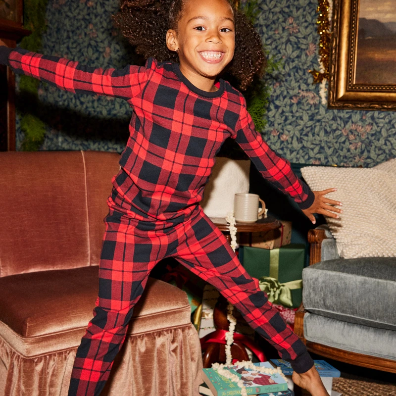 girls buffalo plaid pajama pants