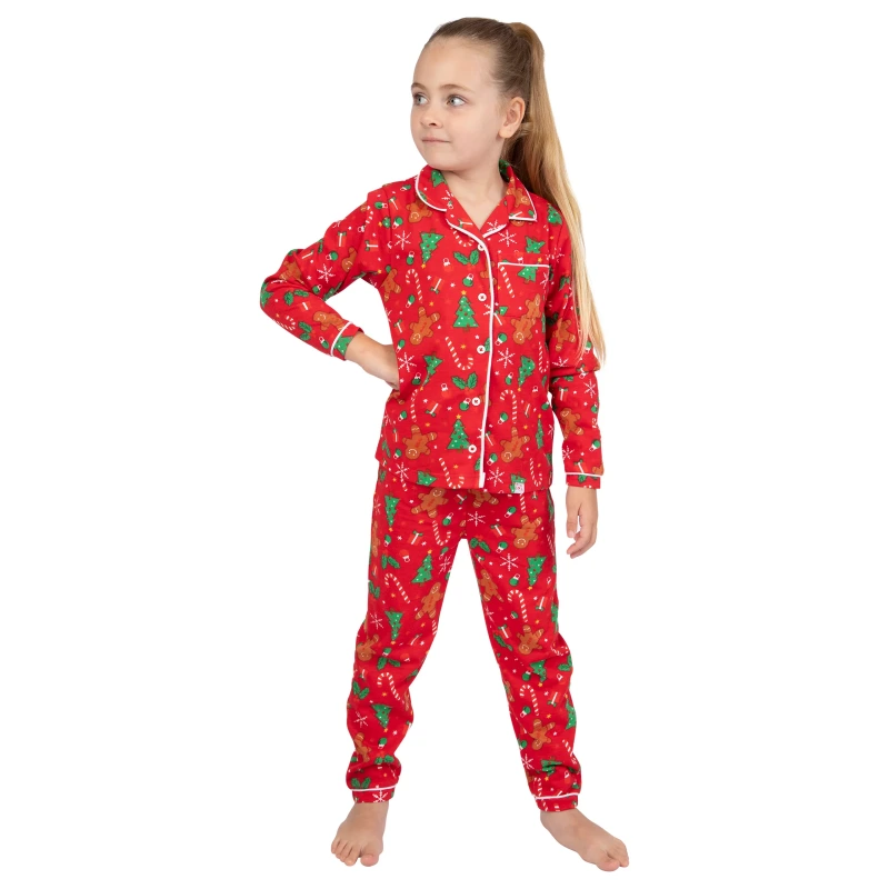 girls button up christmas pajamas
