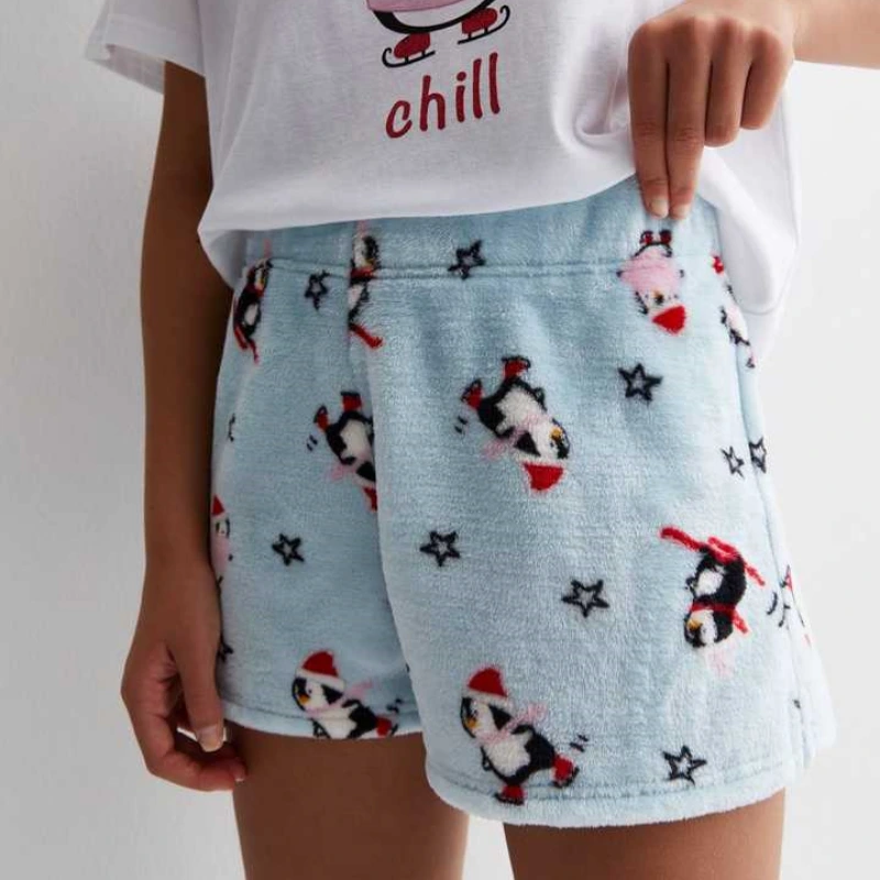 girls christmas pajama shorts