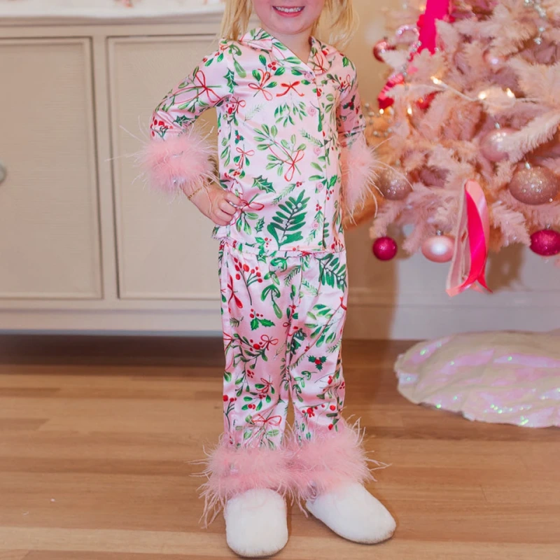 girls christmas pajamas with fur