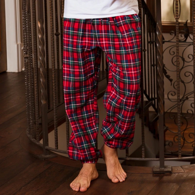 green and red plaid pajama pants