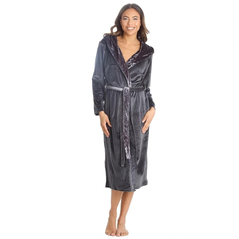 hooded womens velour robe