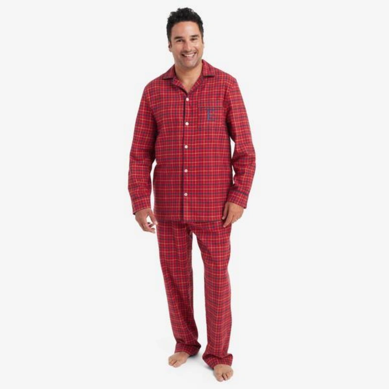 men's button down cotton pajamas