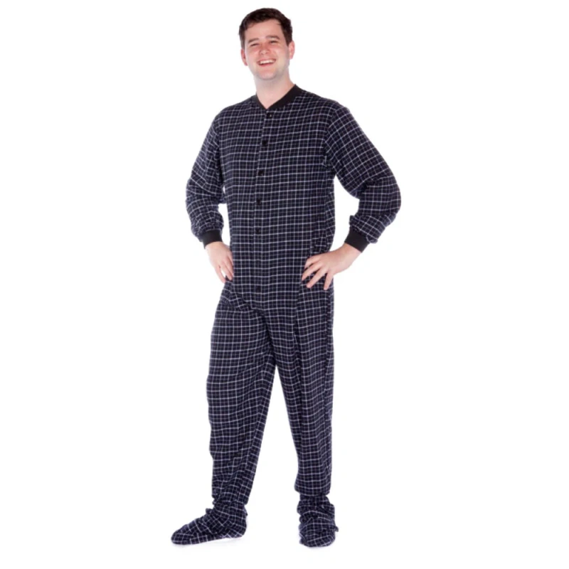mens flannel footed pajamas