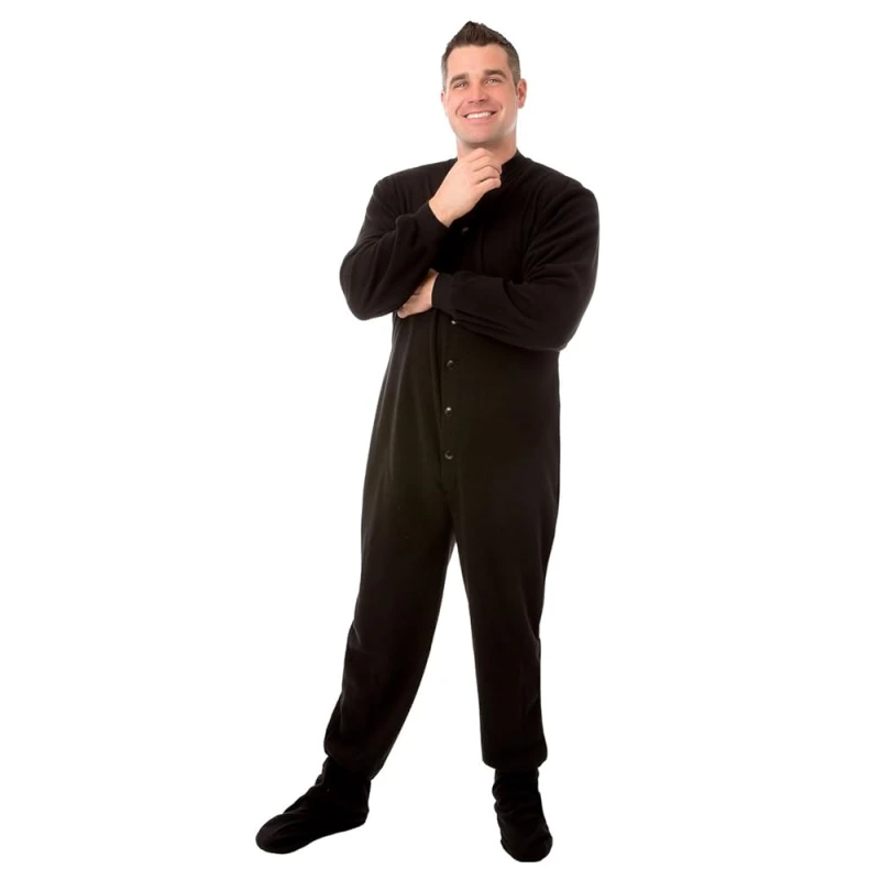 mens fleece footed pajamas