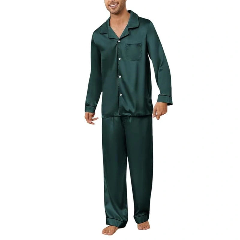 mens green satin pajamas