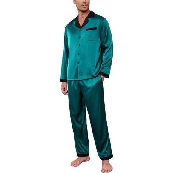mens green silk pajamas