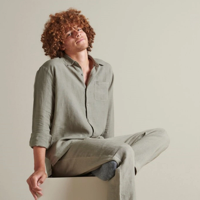 mens linen pyjamas tops