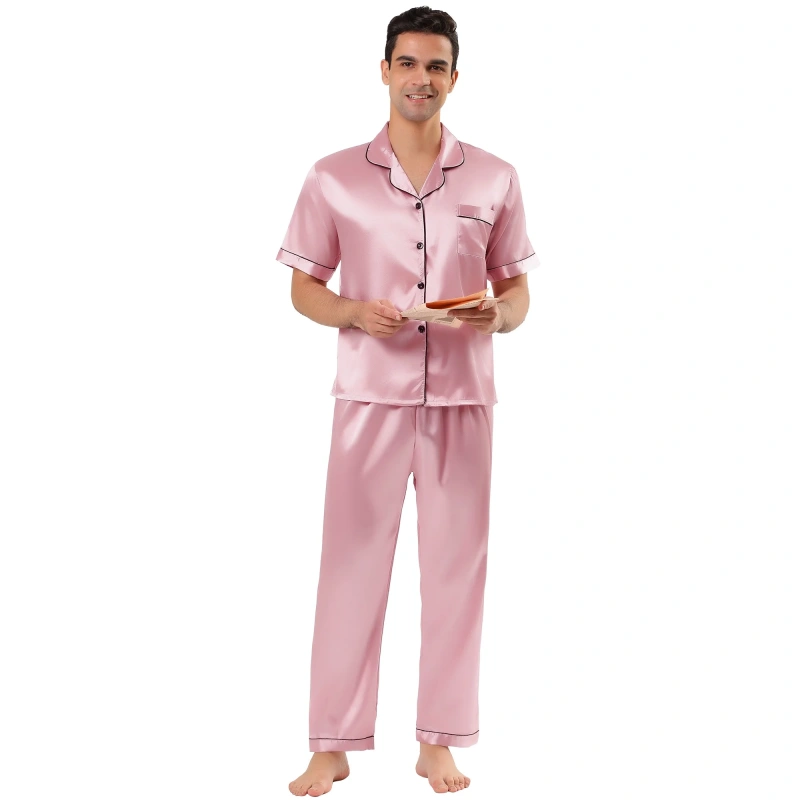mens pink silk pajamas